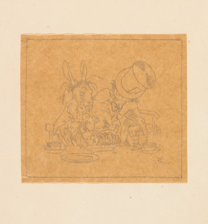 Tracing Of Hatter And March Hare Putting Dormouse In Teapot By Sir John Tenniel Artvee