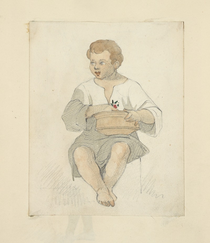 Stewart Watson - Boy wearing tunic with terra cotta bowl in his lap