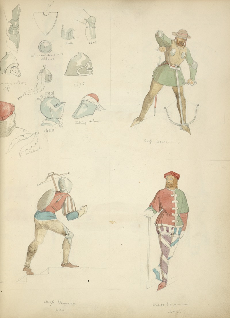 Stewart Watson - Helmets and various other pieces of armor 1400, 1397, 1475, 1480; Cross bowman; Cross bowman no. 1; Cross bowman no. 2