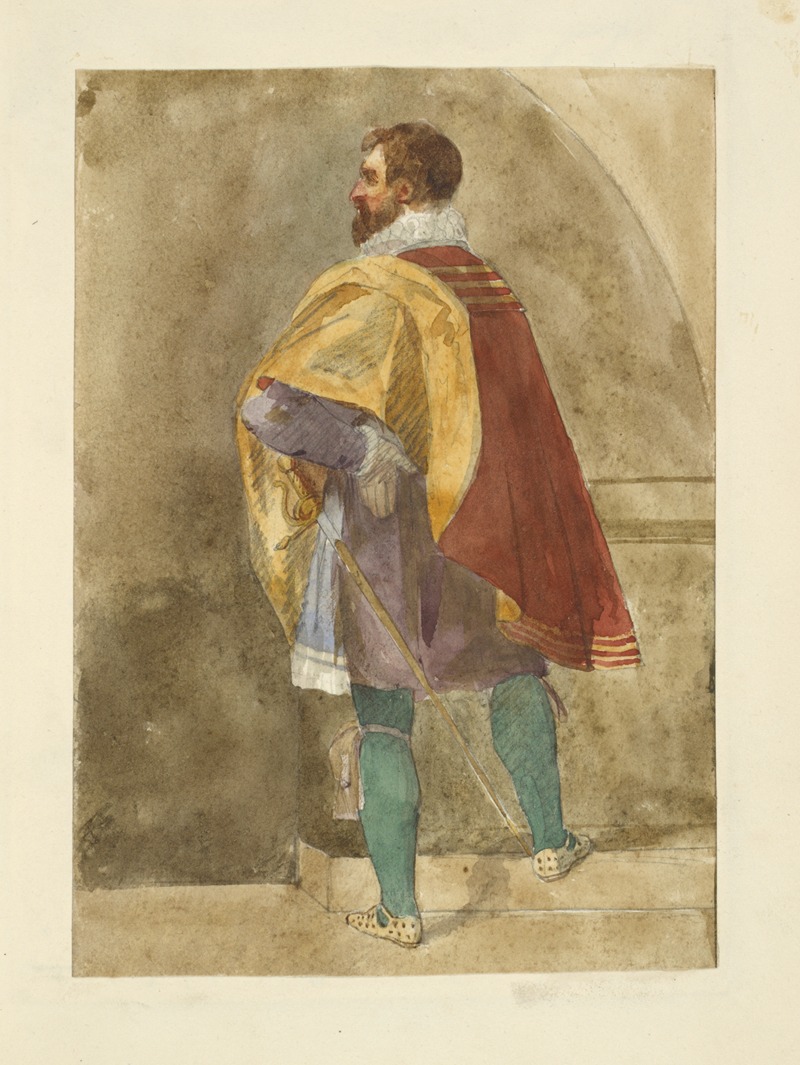 Stewart Watson - Man in maroon cape with gold lining, purple tunic and green tights