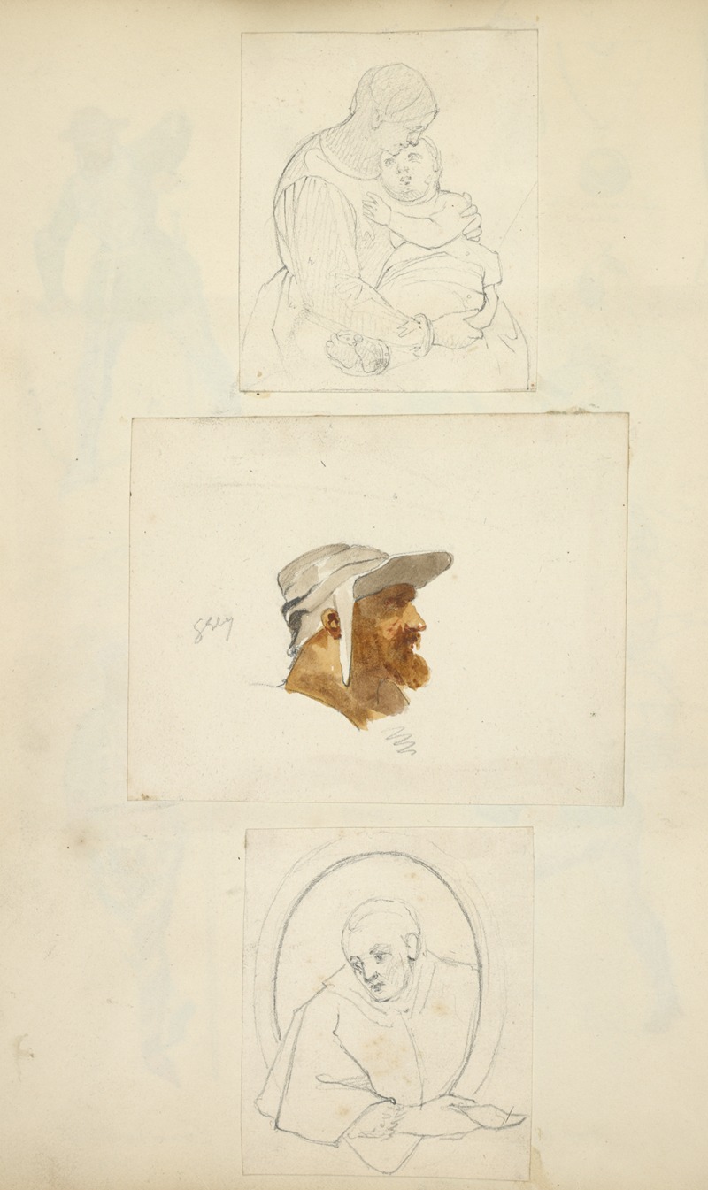 Stewart Watson - Mother and child; Head of a man wearing a cap; A clergyman