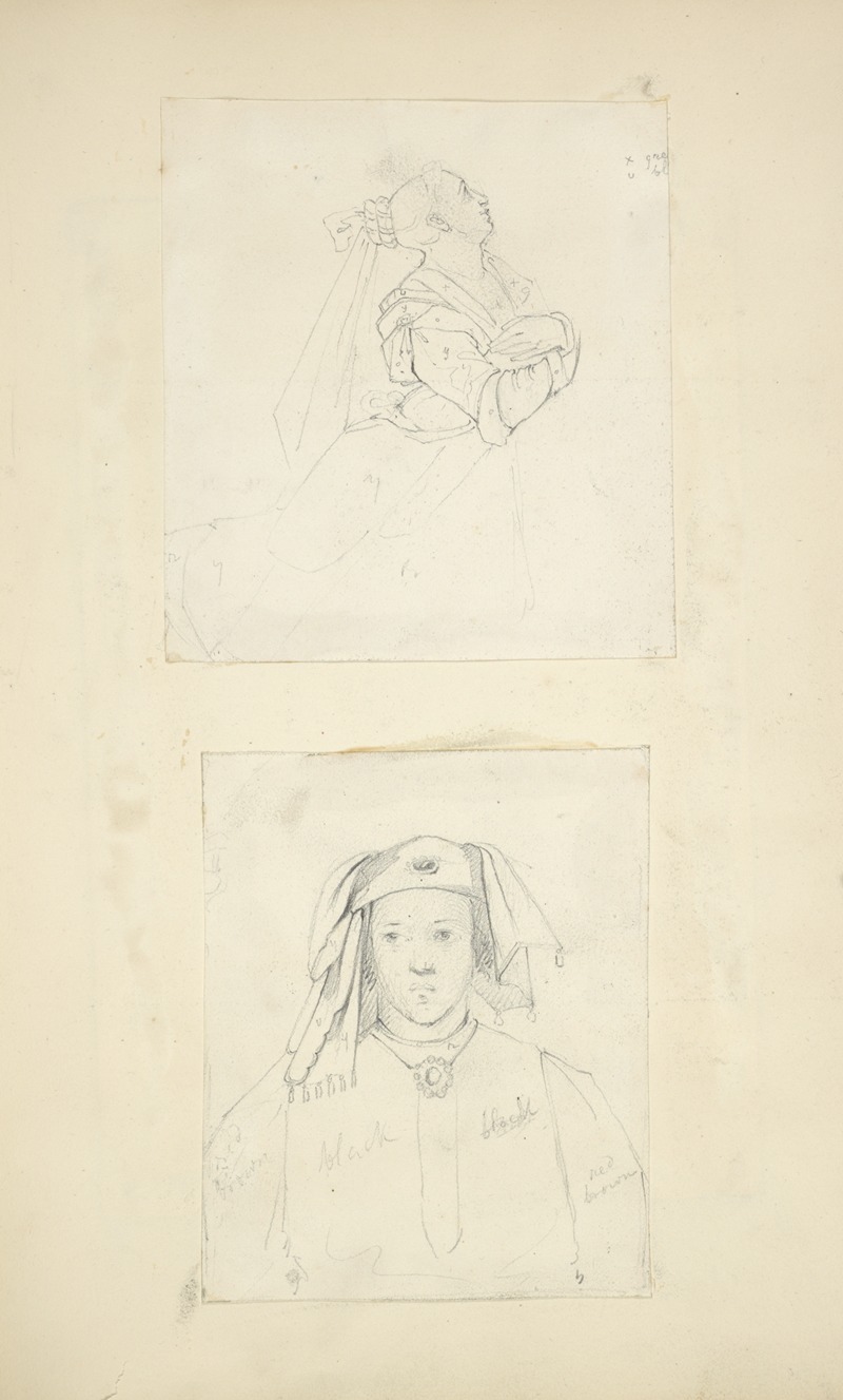 Stewart Watson - Woman in profile; Figure in hat and neck ornament