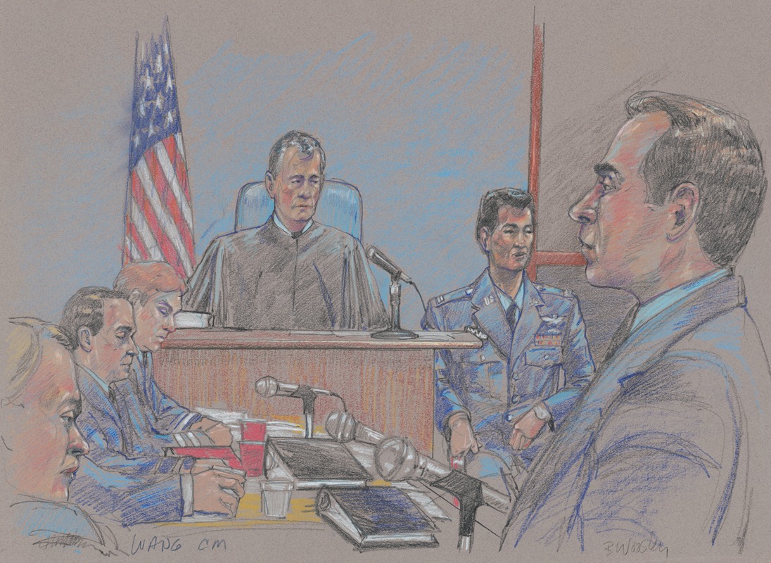 Brigitte Woosley - Defendant James Wang, judge, lawyer and others during Wang’s court-martial on charges of friendly-fire in Iraq