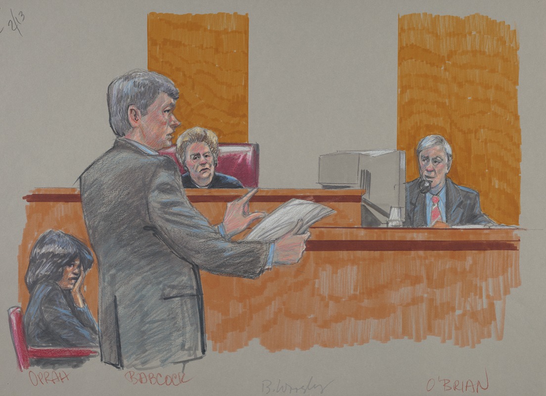 Brigitte Woosley - Oprah Winfrey watches as her attorney, Charles Babcock, questions plaintiff Bill O’Brien on the witness stand