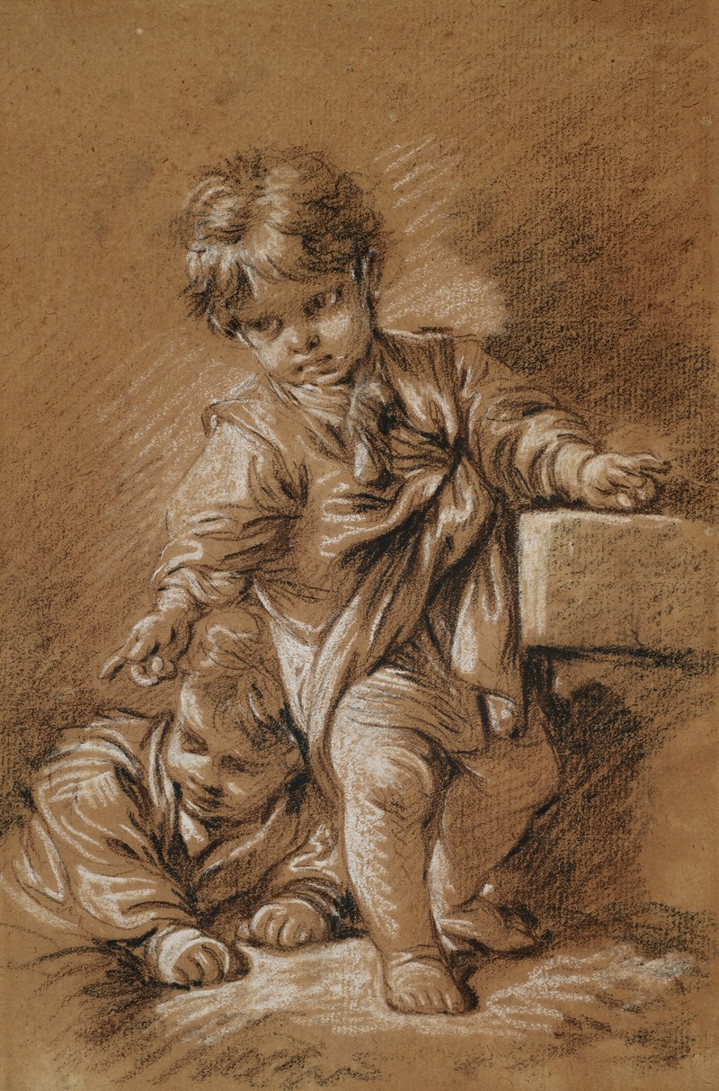 François Boucher - A standing boy, with a reclining boy behind him