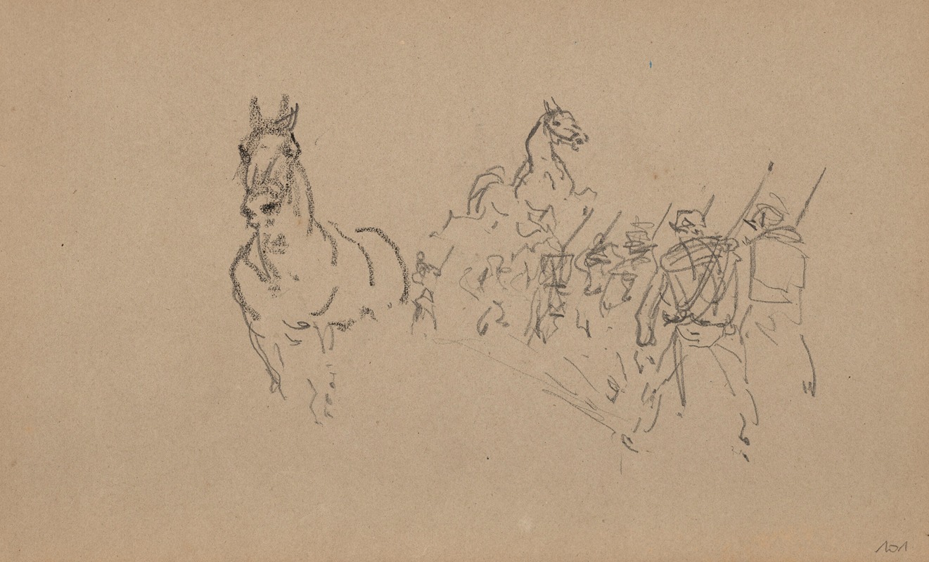 Henri de Toulouse-Lautrec - Manœuvre militaire et études de cheval