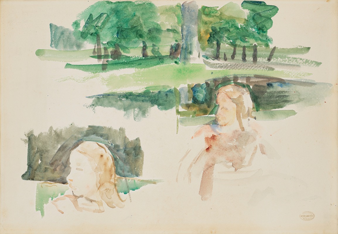 Mary Cassatt - Étude de paysage à la rivière et d’enfants