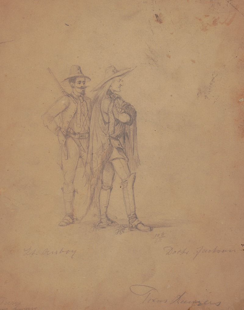 Adolph Metzner - Portrait of two Texas Rangers, standing facing right