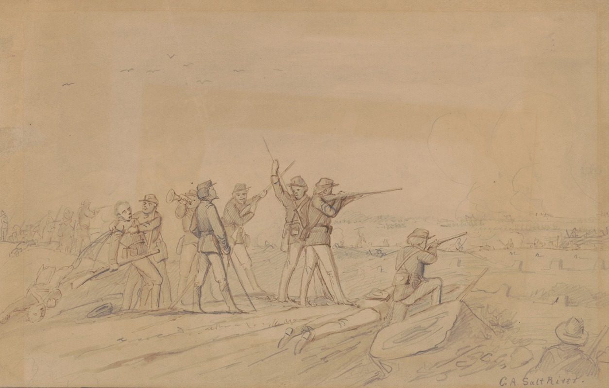 Adolph Metzner - Skirmish line, Company A, Thirty-second Indiana at Salt River, Kentucky, October 9, 1862