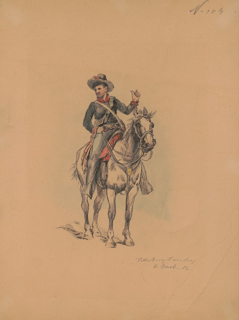 Adolph Metzner - Soldier of the Sixth Indiana Battery on horseback, Pittsburg Landing, Tennessee,1862