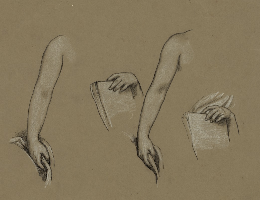 Elihu Vedder - Study of figure holding cloth and book