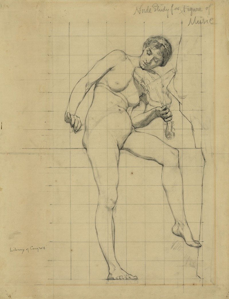 Kenyon Cox - Nude study for figure of Music