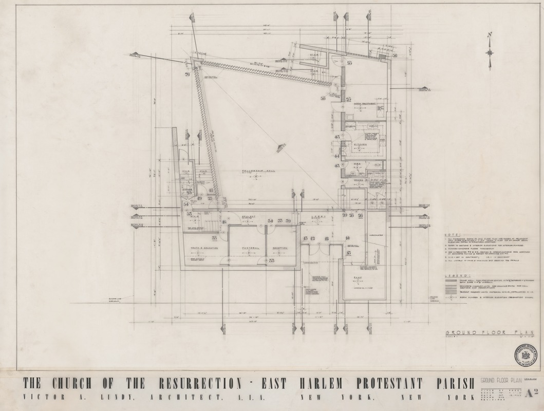 Victor Alfred Lundy - Church of the Resurrection, East Harlem, New York, Ground floor plan