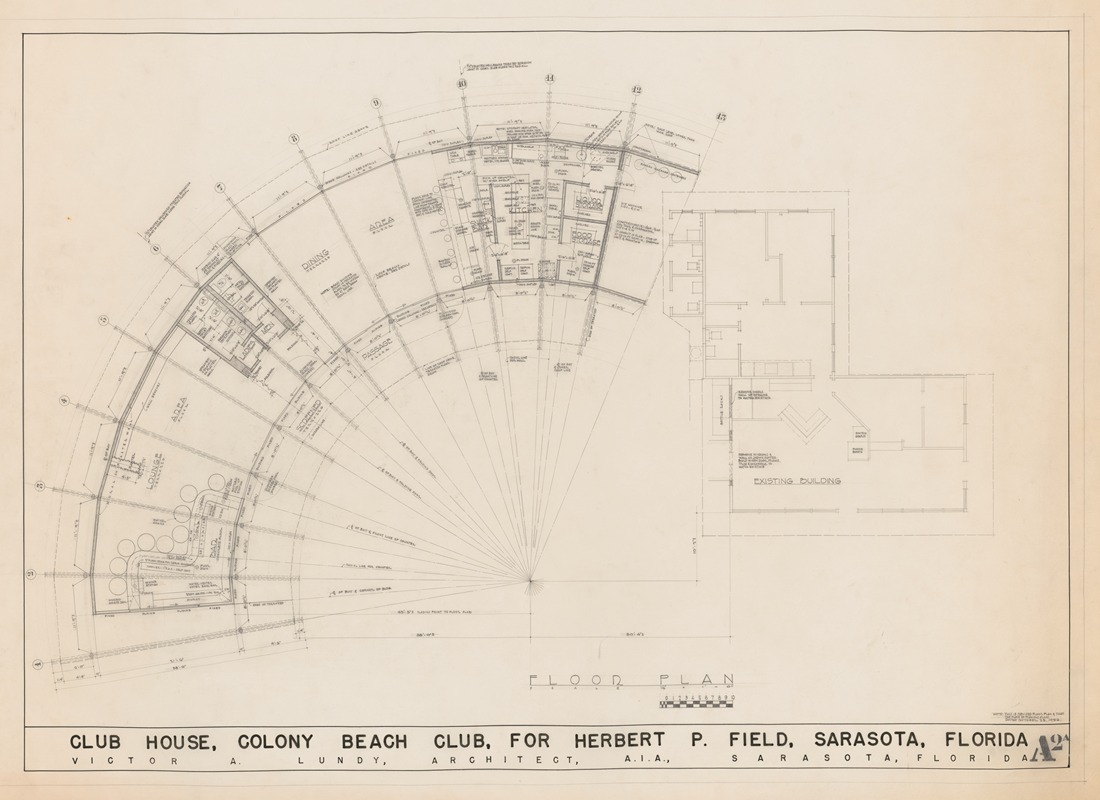 Victor Alfred Lundy - Colony Beach Club, Longboat Key, Sarasota, Florida, Clubhouse, Floor plan