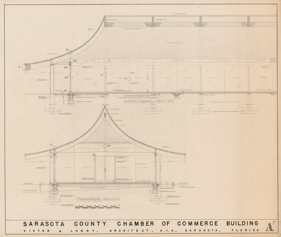Victor Alfred Lundy - Greater Sarasota Chamber of Commerce building, North Tamiami Trail, Sarasota, Florida, Sections