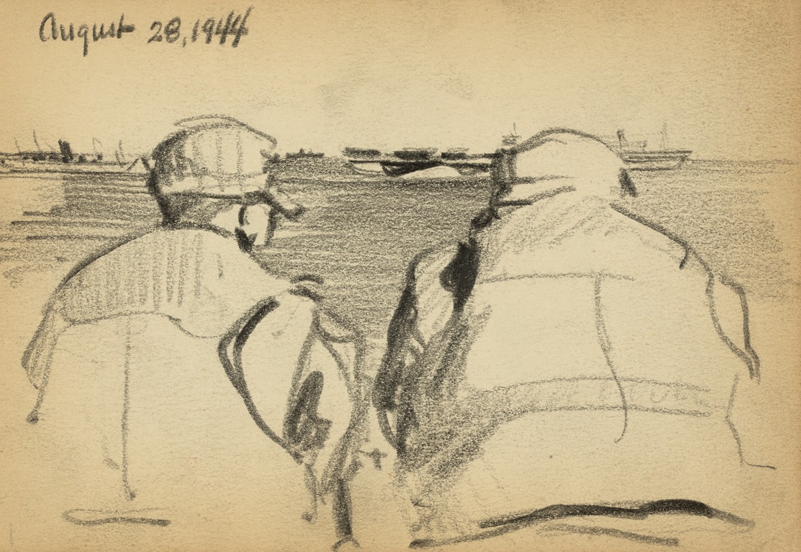 Victor Alfred Lundy - Two soldiers looking out to sea