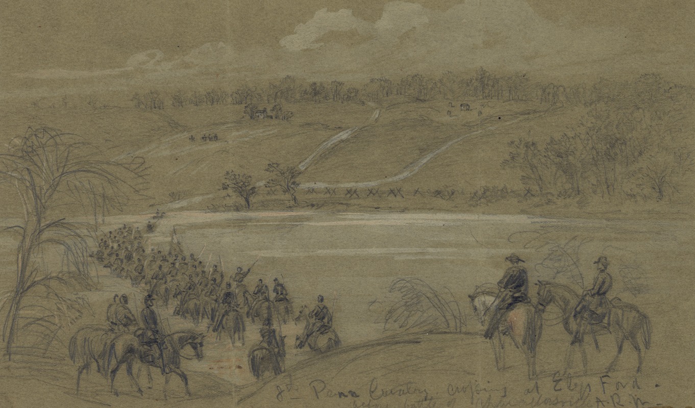 Alfred Rudolph Waud - 8th Penn Cavalry, crossing at Ely’s Ford, before battle of Chancellorsville