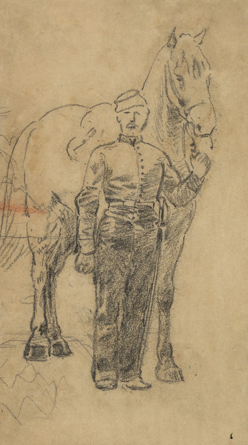 Alfred Rudolph Waud - A soldier leading a horse