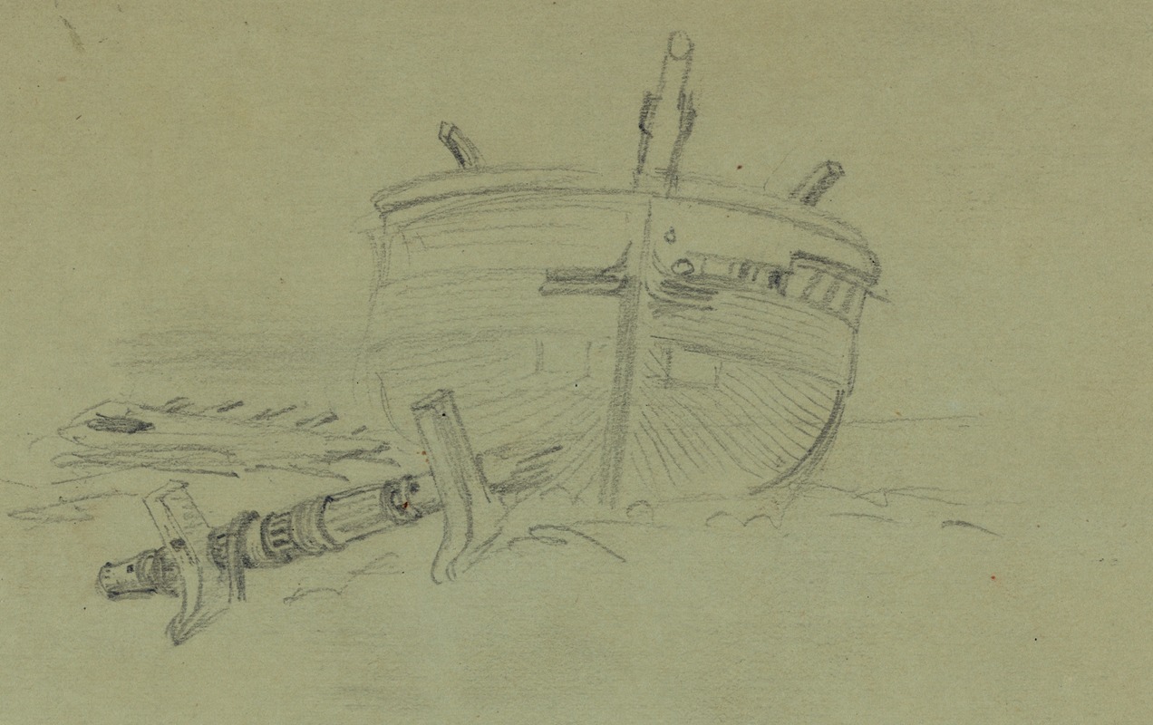 Alfred Rudolph Waud - A wrecked boat