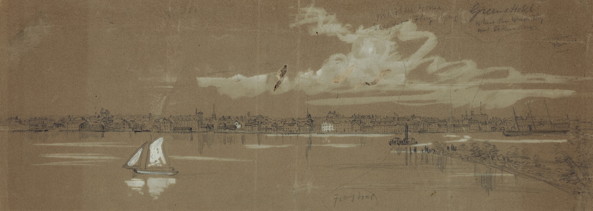 Alfred Rudolph Waud - Alexandria, Virginia from the Maryland side of the Potomac