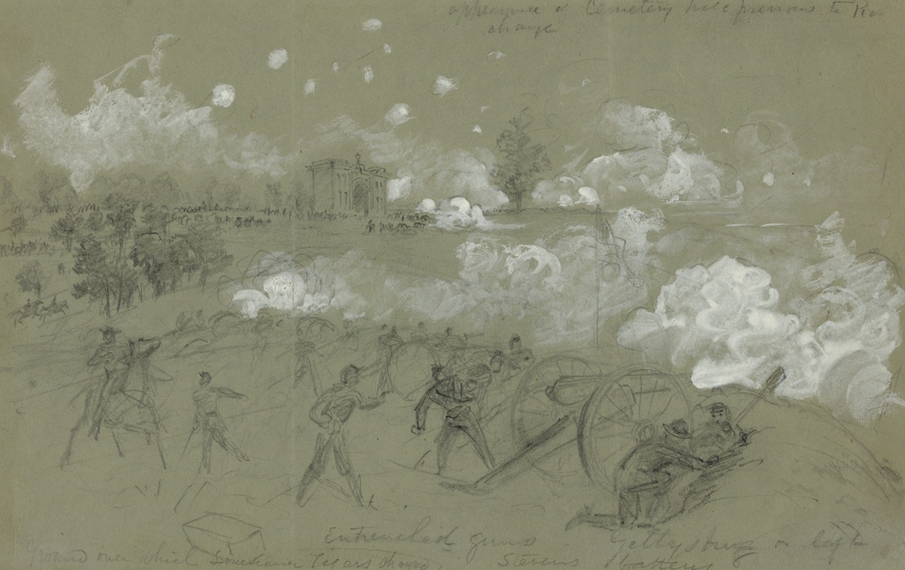 Alfred Rudolph Waud - Appearance of cemetery hill previous to Picketts charge