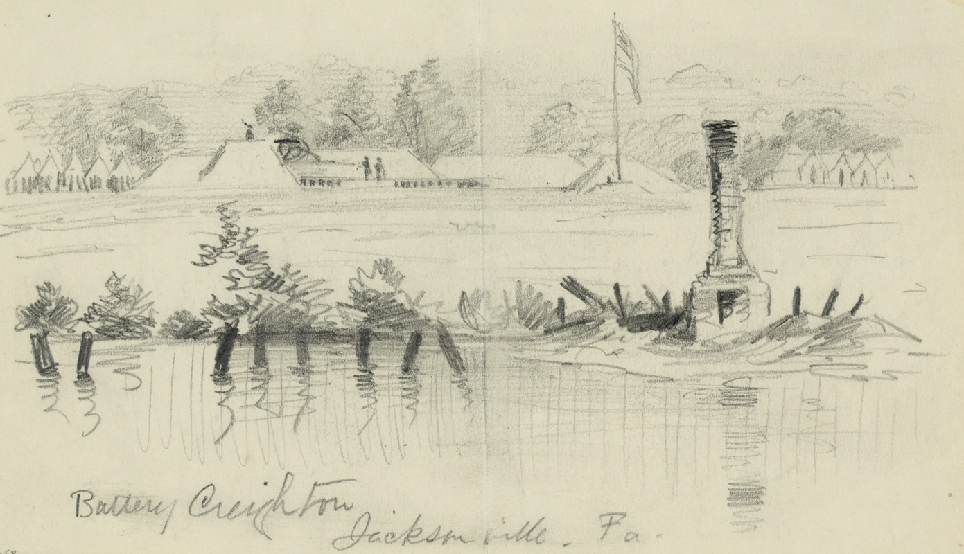 Alfred Rudolph Waud - Battery Creighton. Jacksonville, Fa.