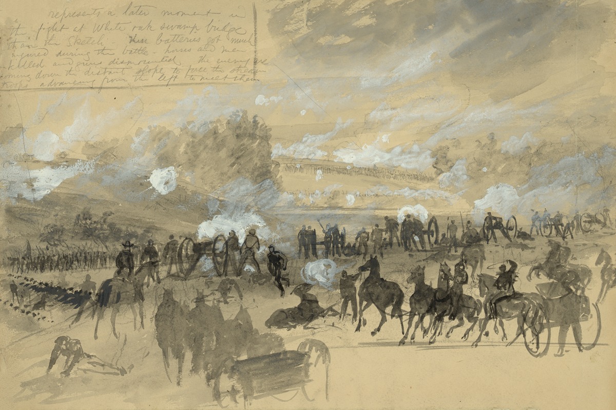 Alfred Rudolph Waud - Battle at White Oak Swamp Bridge