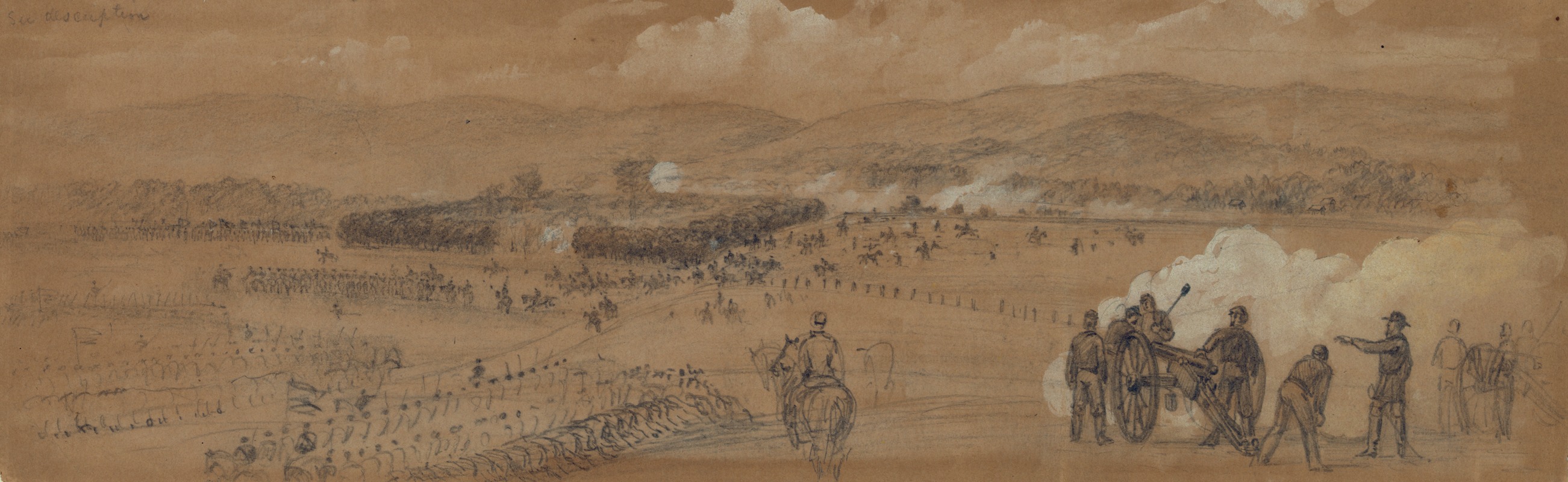 Alfred Rudolph Waud - Battle near Upperville. Ashbys Gap in Distance