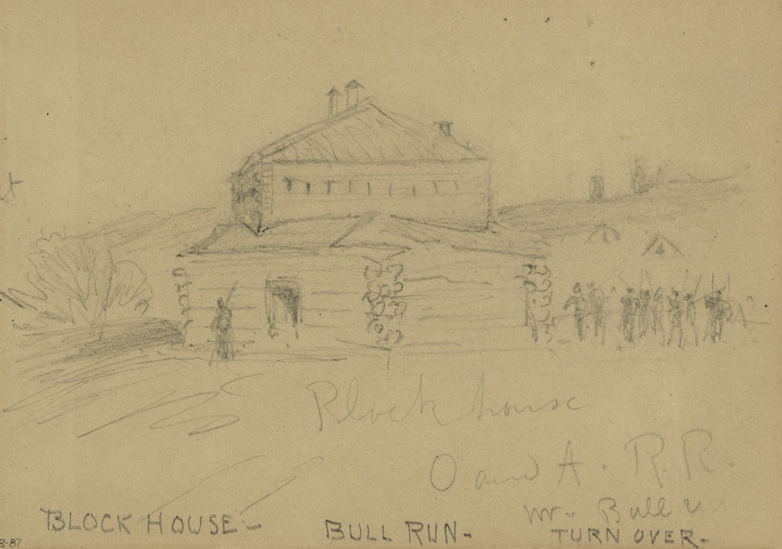 Alfred Rudolph Waud - Blockhouse, O and A.R.R., nr. Bull Run