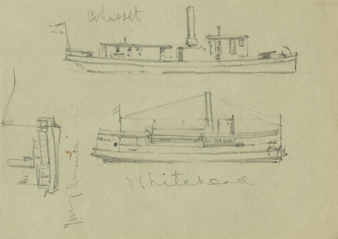 Alfred Rudolph Waud - Broadside views of the Whitehead, Cohasset, and Young America