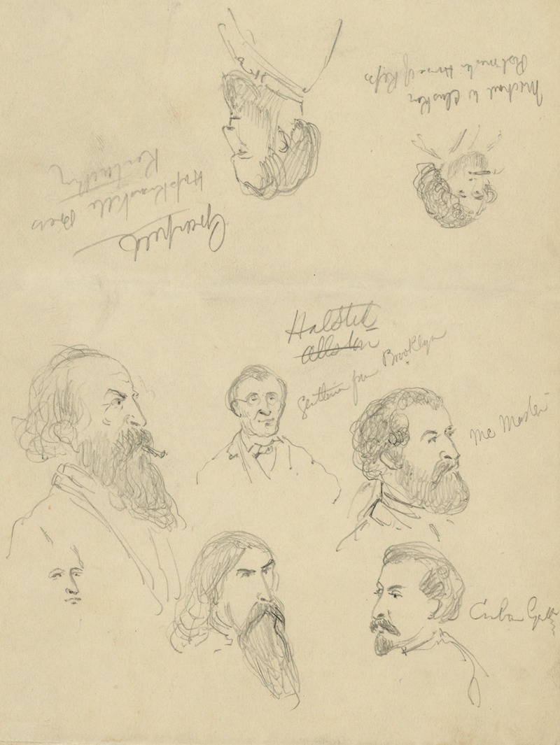 Alfred Rudolph Waud - Bust portraits of eight men