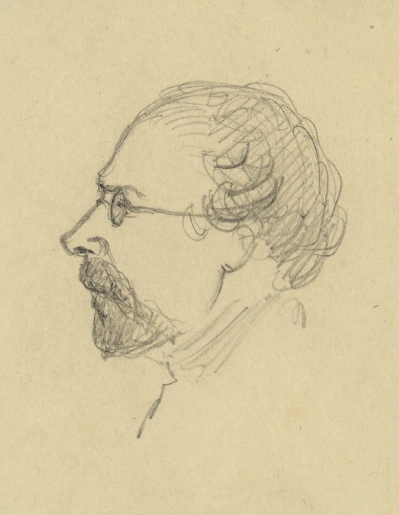 Alfred Rudolph Waud - Bust-length profile portrait of a man wearing glasses