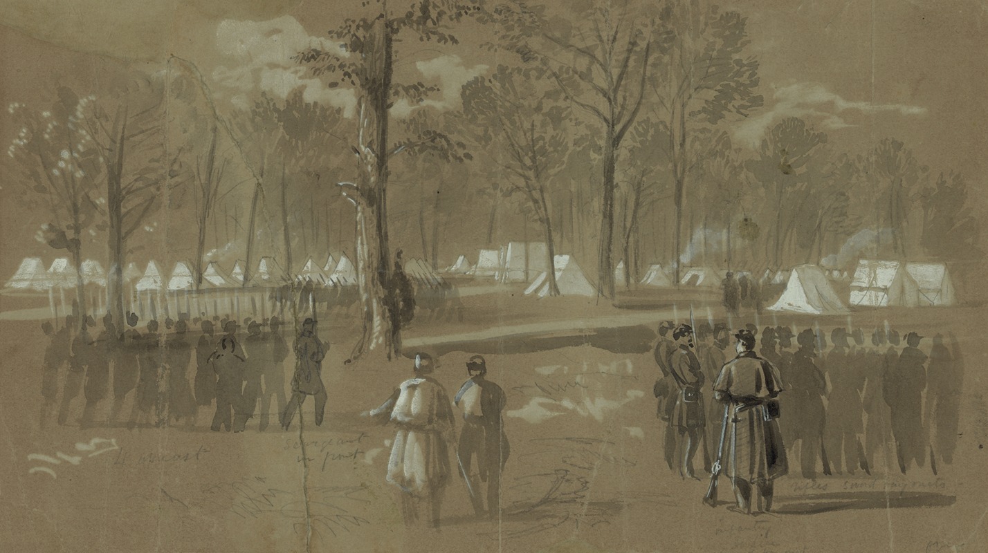 Alfred Rudolph Waud - Camp of the second Connecticut regiment at Washington, in a grove on the north side of the city- Near the New York 7th