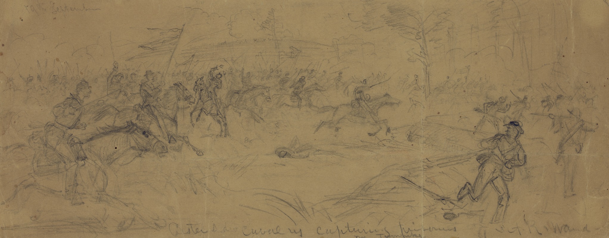 Alfred Rudolph Waud - Custer’s div. cavalry capturing prisoners nr. Turnpike