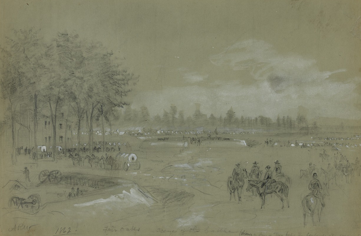 Alfred Rudolph Waud - Fair Oaks, scene of the battle (drawn a day or two before the Confederate assault)