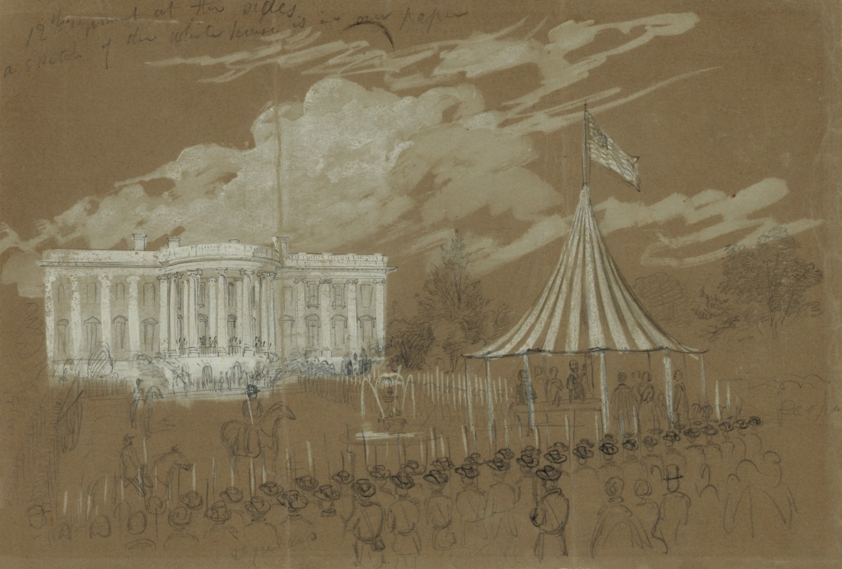 Alfred Rudolph Waud - Flag raising at the White House