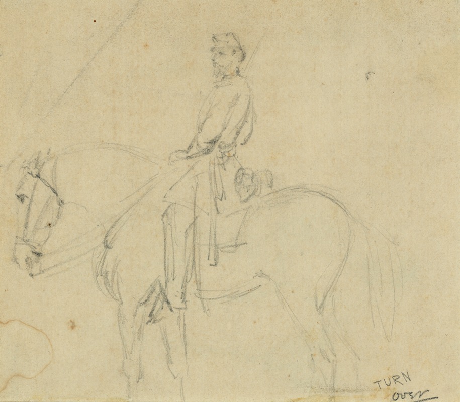 Alfred Rudolph Waud - Full length portrait of soldier on horse