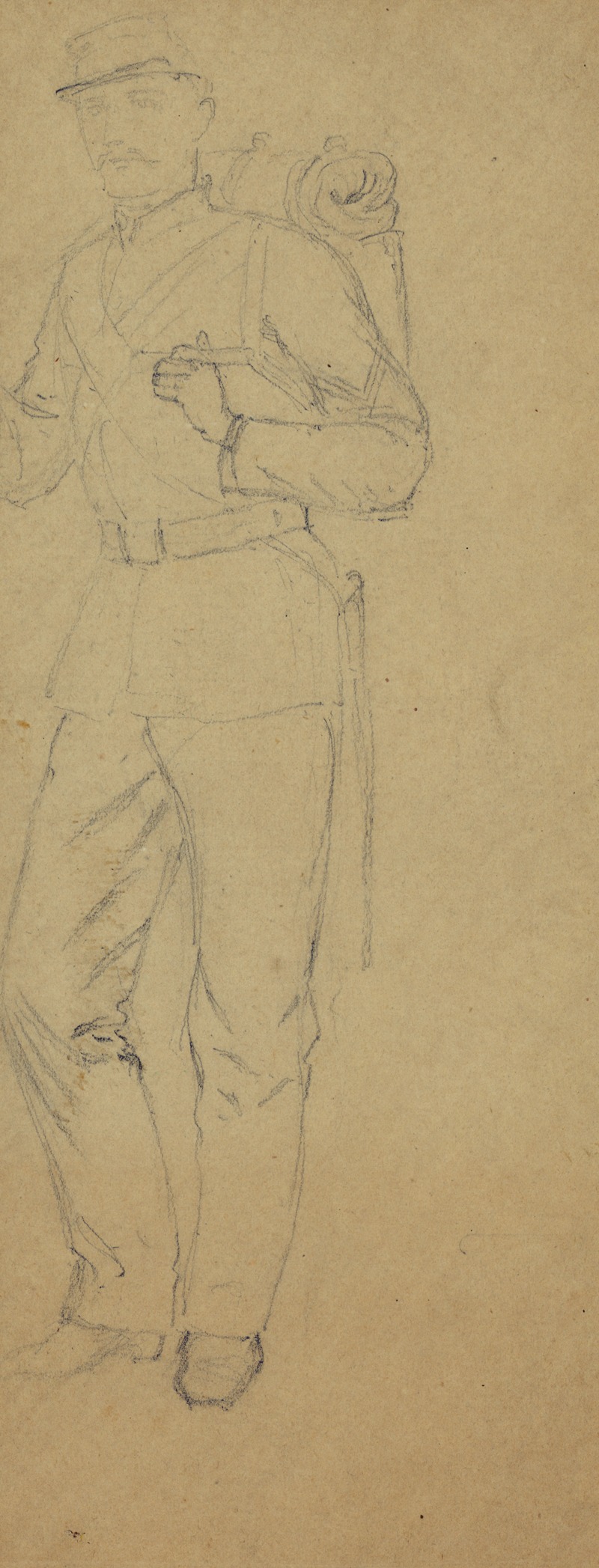 Alfred Rudolph Waud - Full-length sketch of soldier.