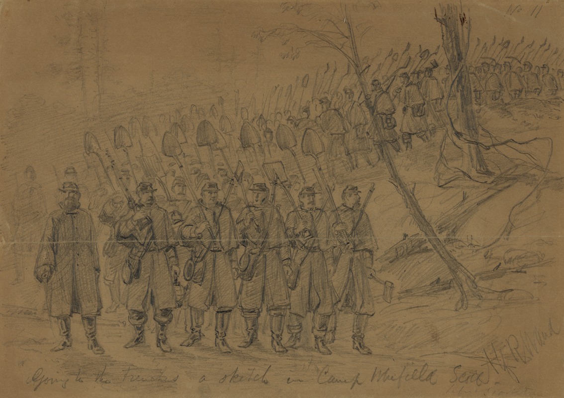 Alfred Rudolph Waud - Going to the trenches–a sketch in Camp Winfield Scott. Before Yorktown
