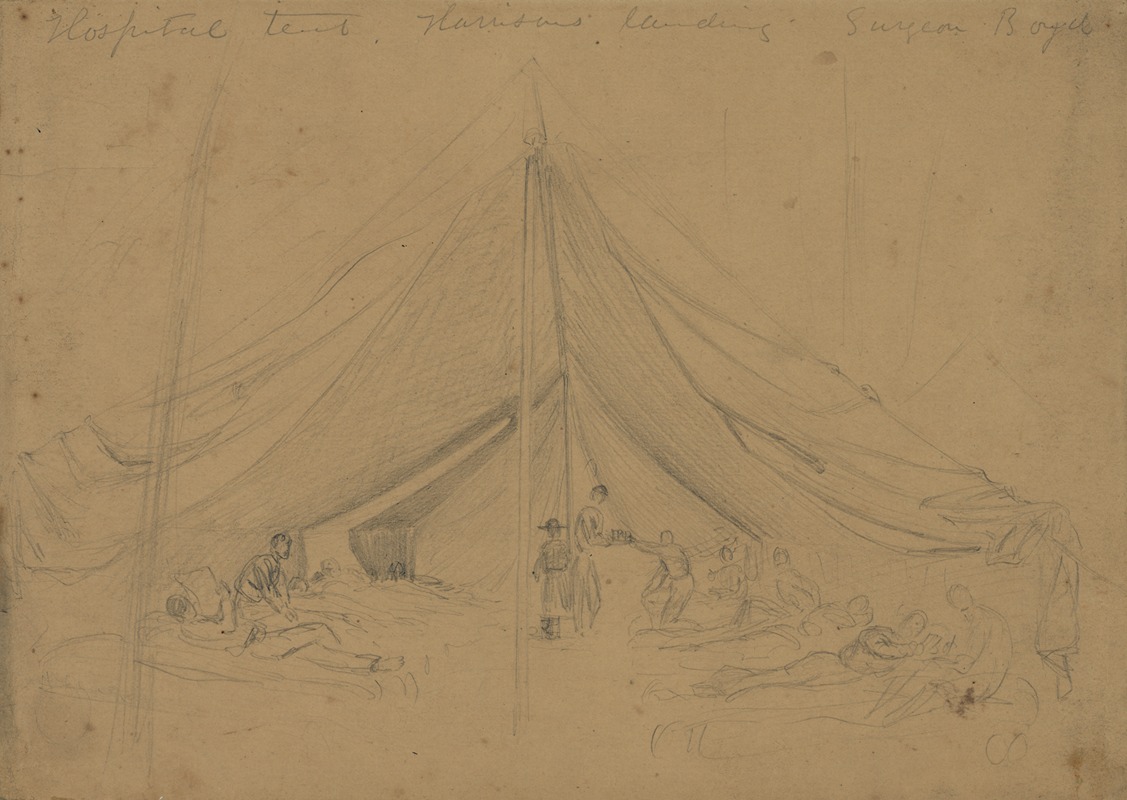 Alfred Rudolph Waud - Hospital tent, Harrisons landing, Surgeon Boyd