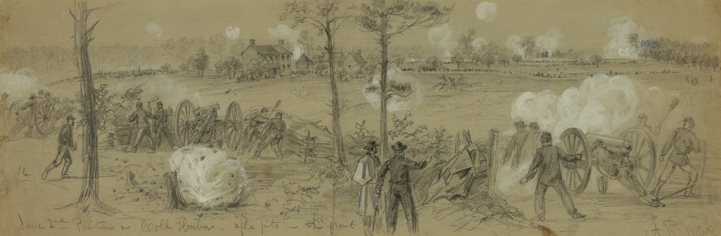 Alfred Rudolph Waud - June 2nd Position nr. Cold Harbor–rifle pits in the front