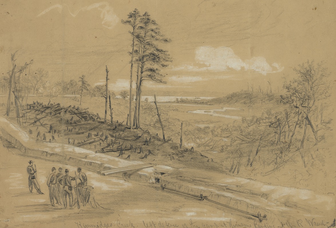 Alfred Rudolph Waud - Kimmidges Creek, left defence of the camp at Harrisons Landing