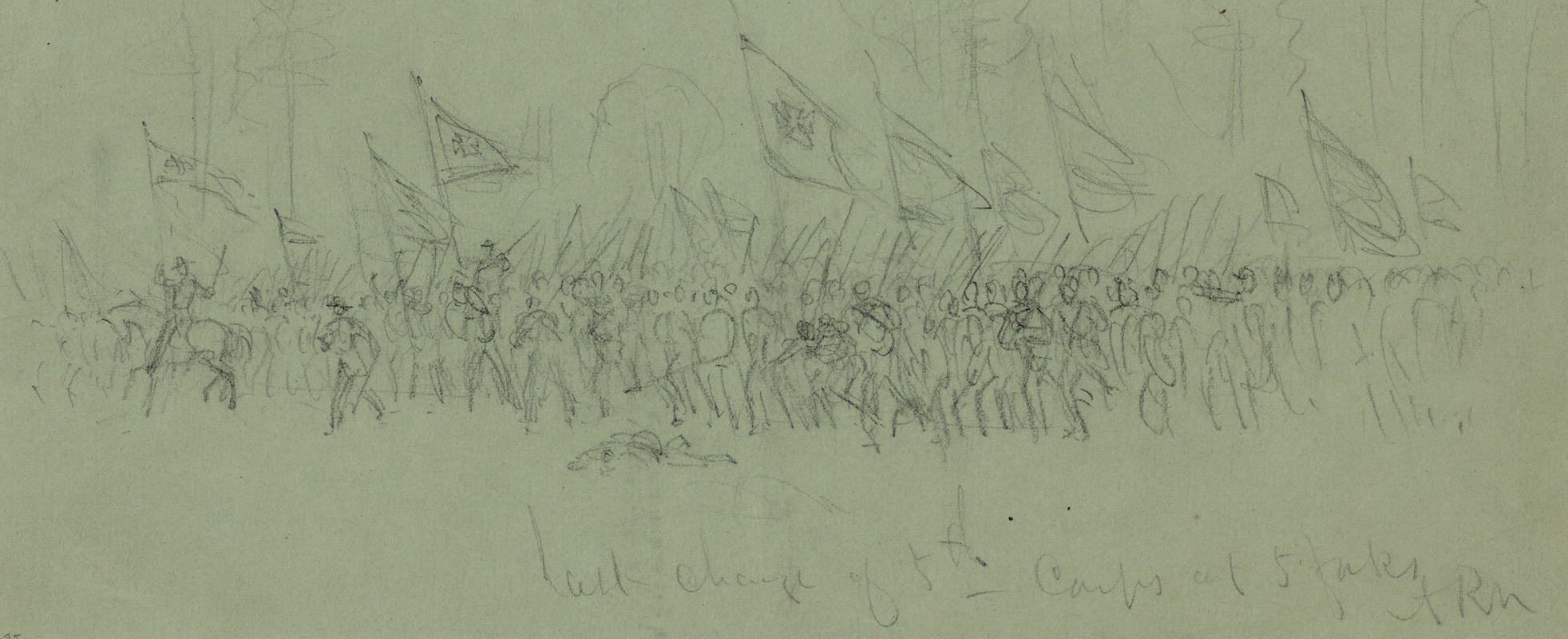 Alfred Rudolph Waud - Last charge of 5th Corps at 5 Forks