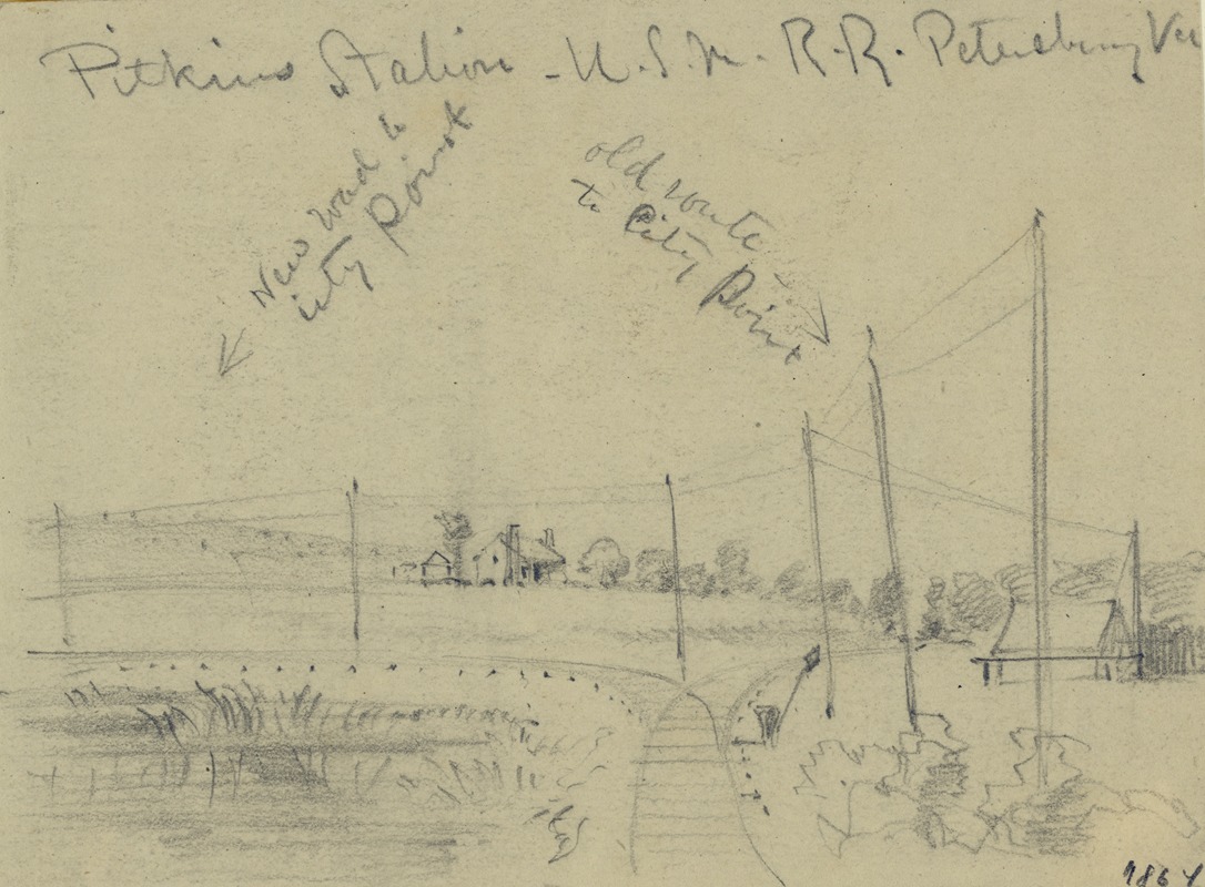 Alfred Rudolph Waud - Pitkins Station U.S.M. R.R. Petersburg, Va.