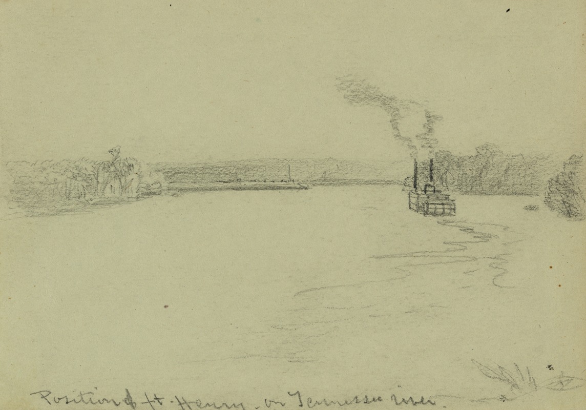 Alfred Rudolph Waud - Position of ft. Henry on Tennessee River