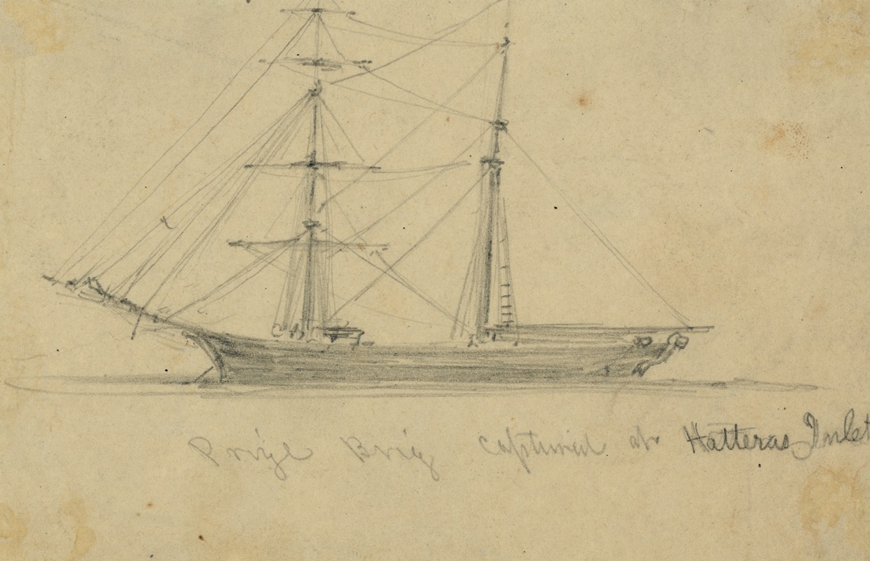 Alfred Rudolph Waud - Prize brig captured at Hatteras Inlet.