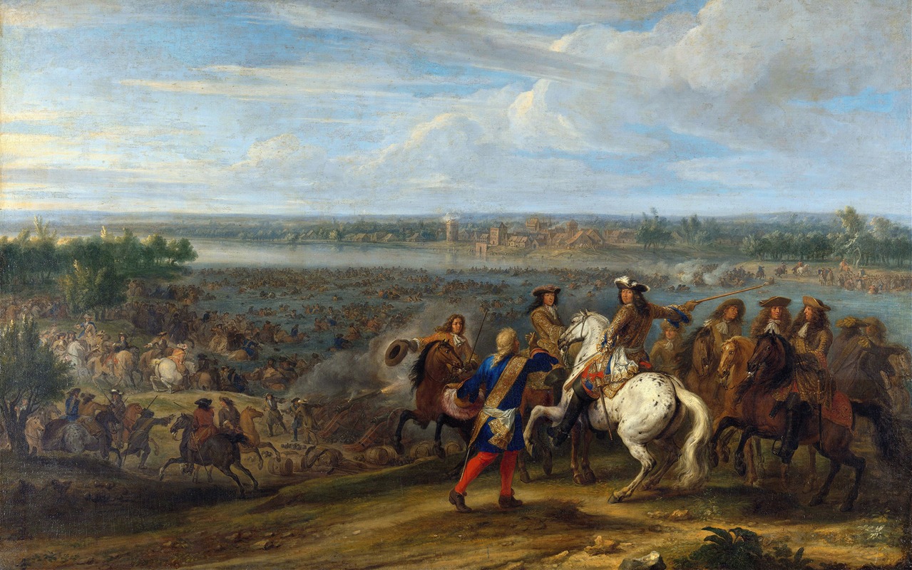 Adam Frans van der Meulen - Louis XIV Crossing into the Netherlands at Lobith