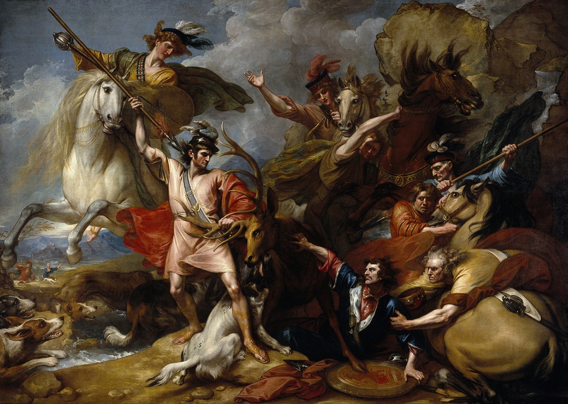Benjamin West - Alexander III of Scotland Rescued from the Fury of a Stag by the Intrepidity of Colin Fitzgerald (‘The Death of the Stag’)
