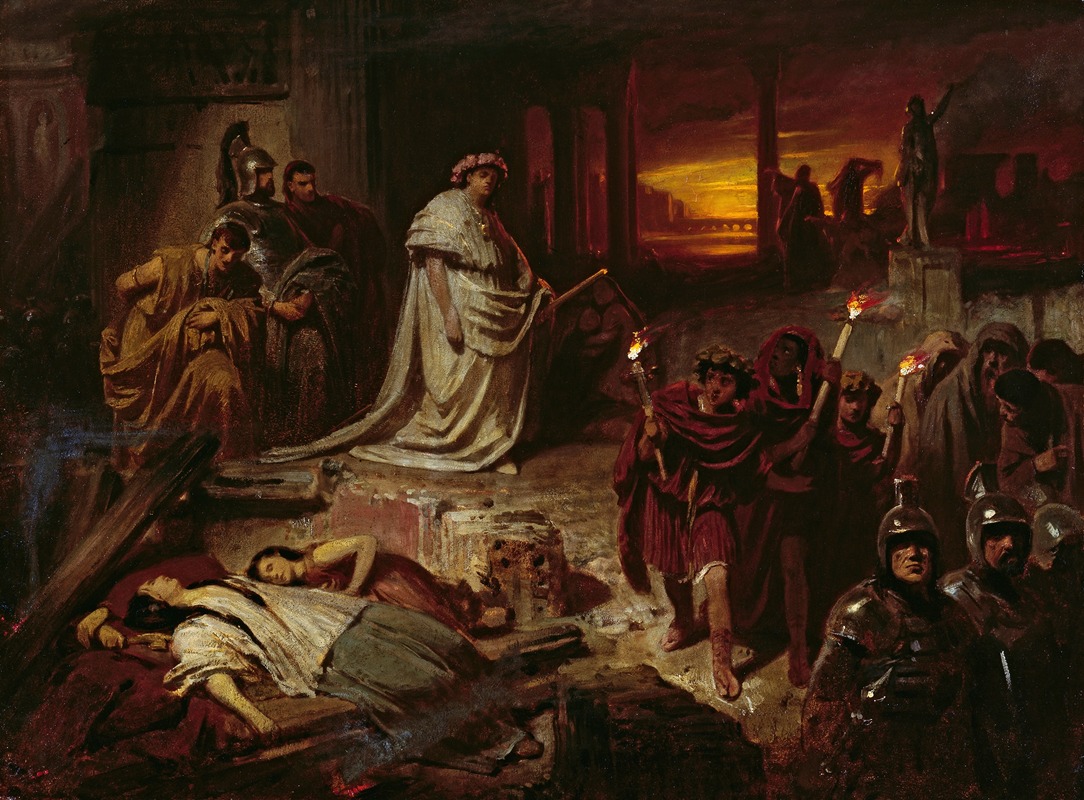 Karl Theodor von Piloty - Nero on the ruins of Rome
