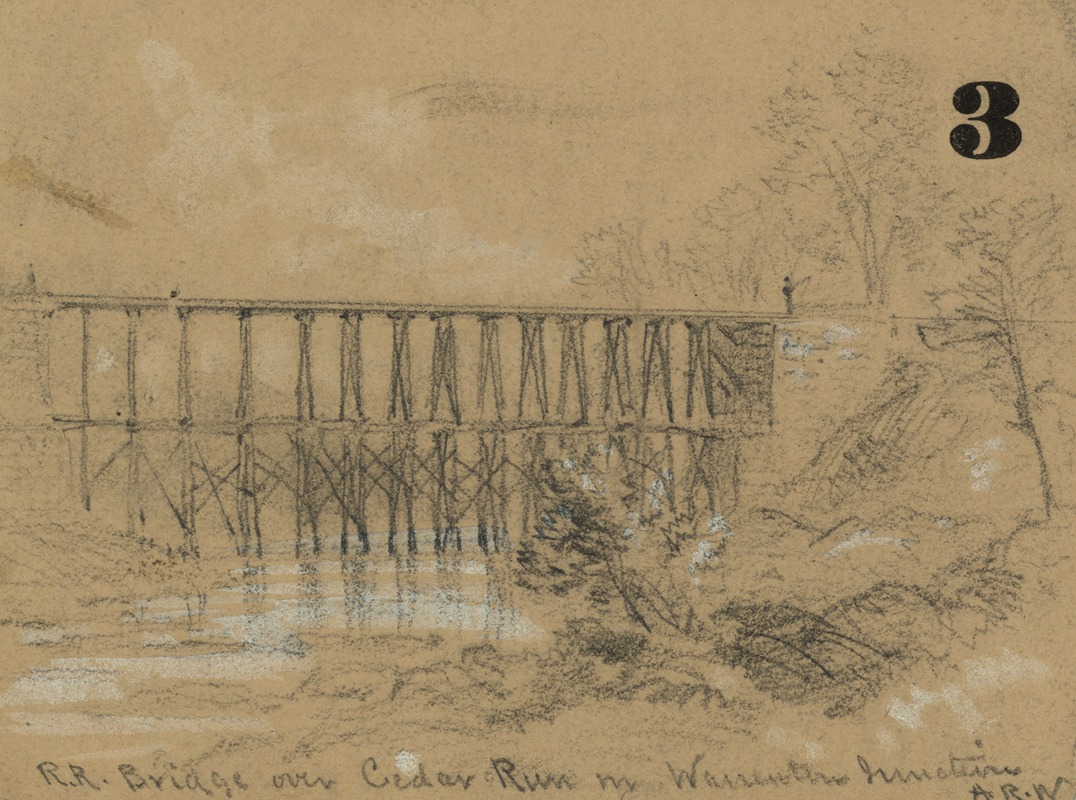 Alfred Rudolph Waud - R.R. bridge over Cedar Run in Warrenton Junction